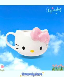 Ly Sứ Hình Hello Kitty Đeo Nơ Đỏ Hồng